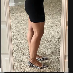 Halogen calf hair lace up flats